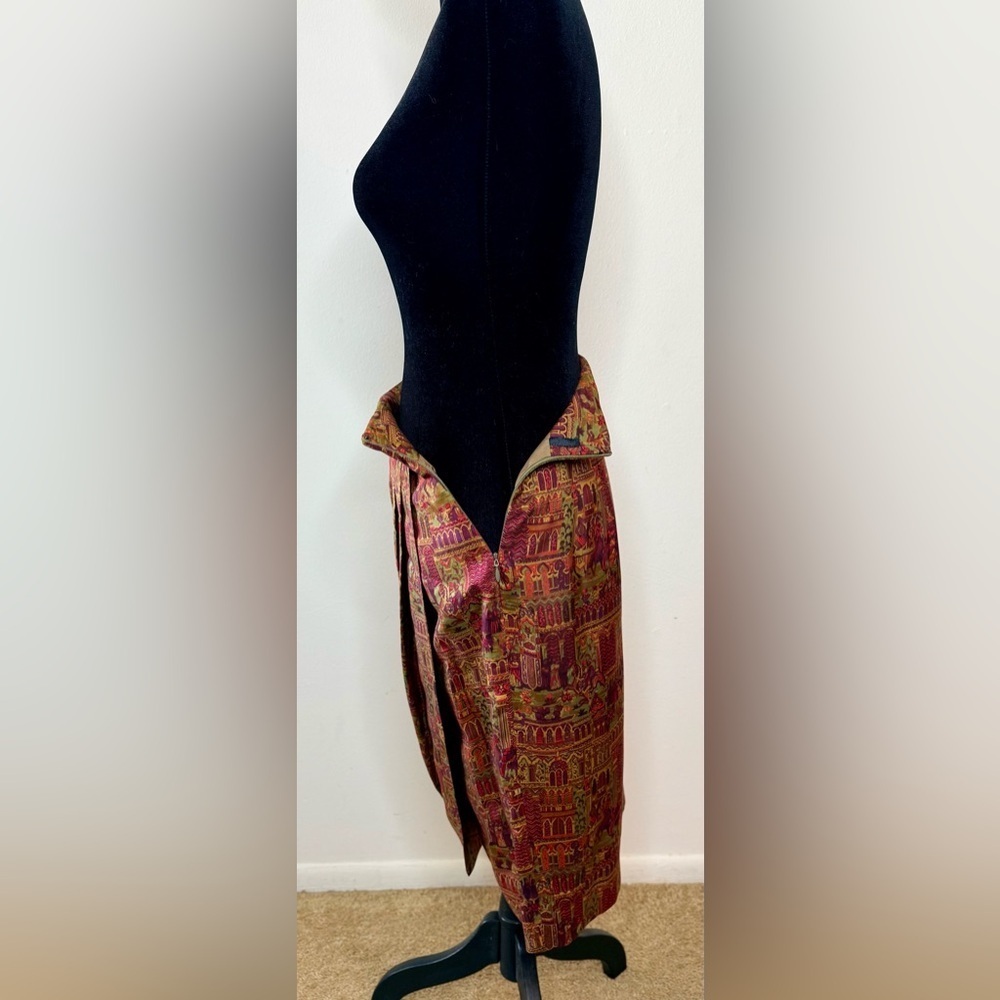 Vintage Linda Allard Ellen Tracy Silk Faux Wrap Skirt Persian Durbar Print 4 EUC - Picture 9 of 14